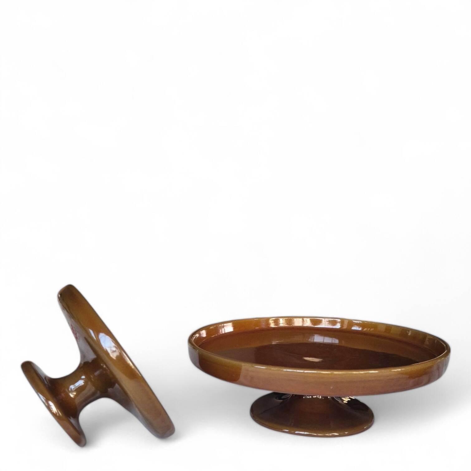 Jacques (1926-2008) and dani ruelland (1933-2010), pair of enamelled ceramic cups on pedestal