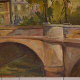 Oil painting on canvas in post-impressionist figurative style, Canal Poirot, 20th century 1980.