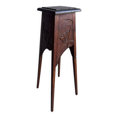 Sellette porte-plante en bois sculpté Art nouveau, circa 1910