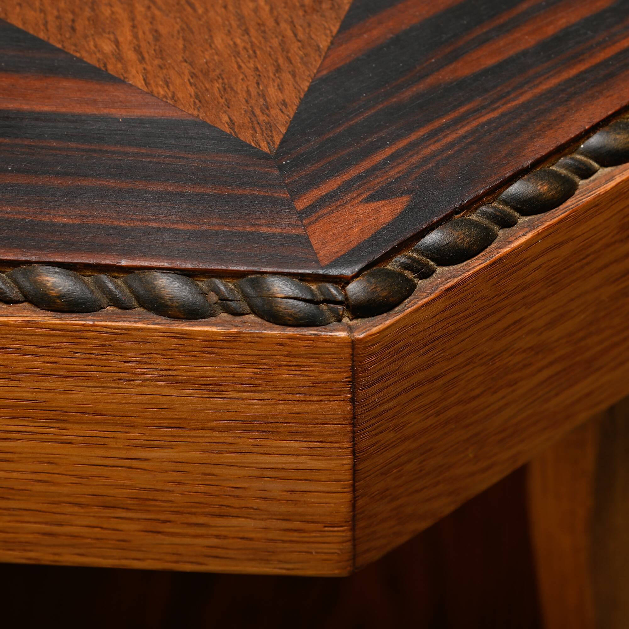 Dutch Art Deco Amsterdam School side table in solid oak, 1930s