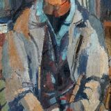 Large oil on canvas Ferruccio Ferri - 1955 - "The Fisherman" canvas 105x75 cm