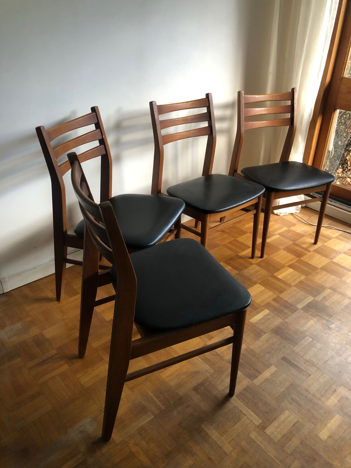 Series of four Scandinavian ash chairs
