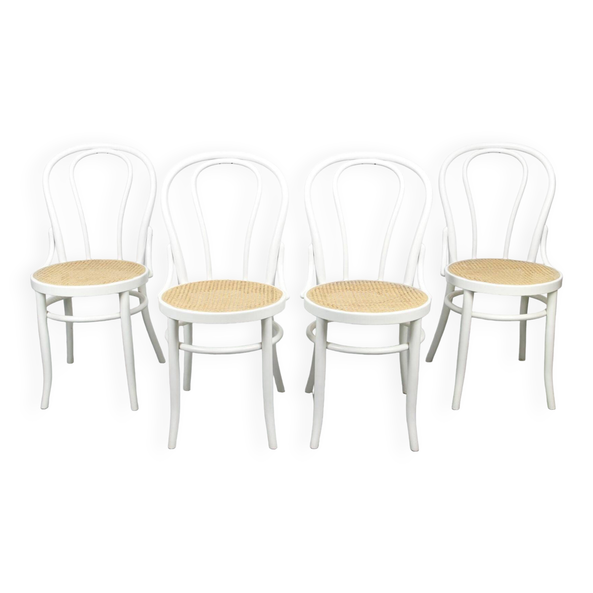 No. 18 White Chairs by Michael Thonet, Set of 4