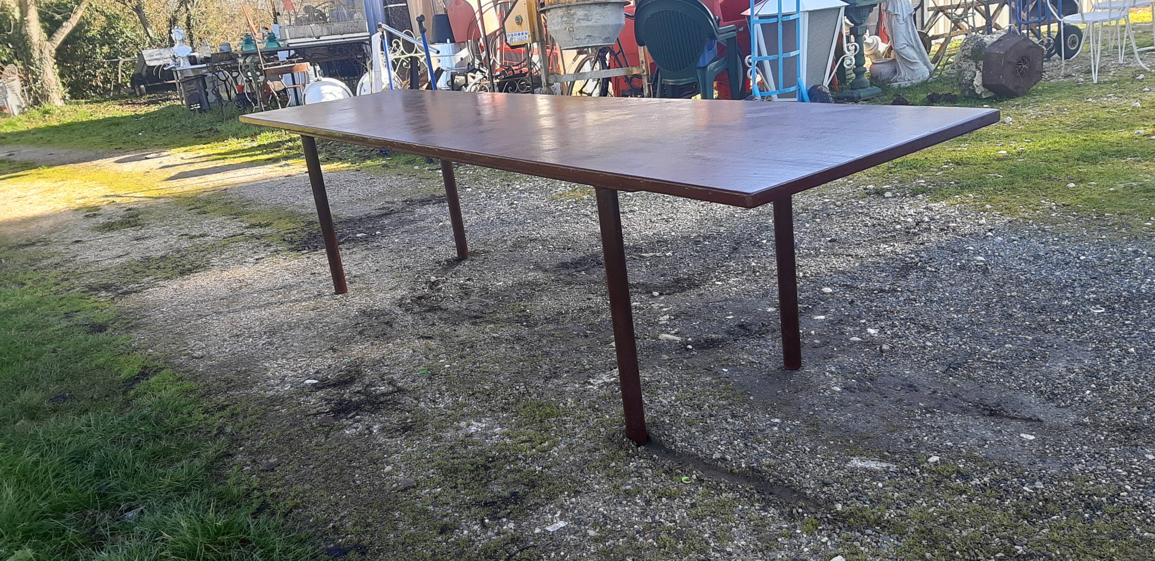 Industrial iron and wood table