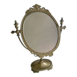 Oval dressing table mirror in brass / bronze to pose classic