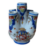 Old small flower vase, Rouen earthenware, hand-painted, miniature vase