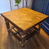 Table basse vintage 70 rotin