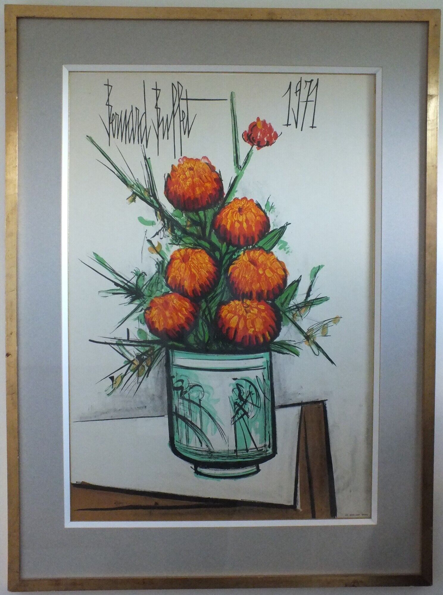 Bernard Buffet (1928-1999) les Zinnias 1971 - lithograph Charles Sorlier Grav.