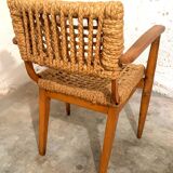 Oak and Rope Arm Chair by Audoux and Minet, Vibo