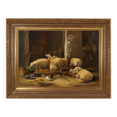 Artiste belge, scène baroque, 1991, huile sur toile, cadre