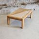 Designer coffee table 1970-1980 in kois elm and glass