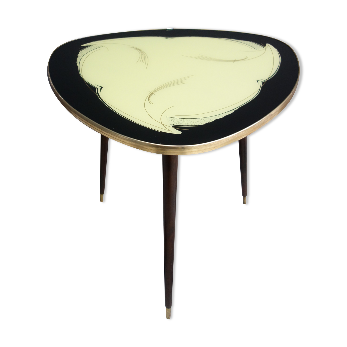 Glass coffee table 1960s Yellow, gold and black glass table top
