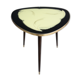Table basse en verre des années 1960, plateau de table en verre jaune, or et noir
