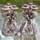 Large candle holders / candlestick Vallauris ceramic fat lava Marius Giuge 1950 x2