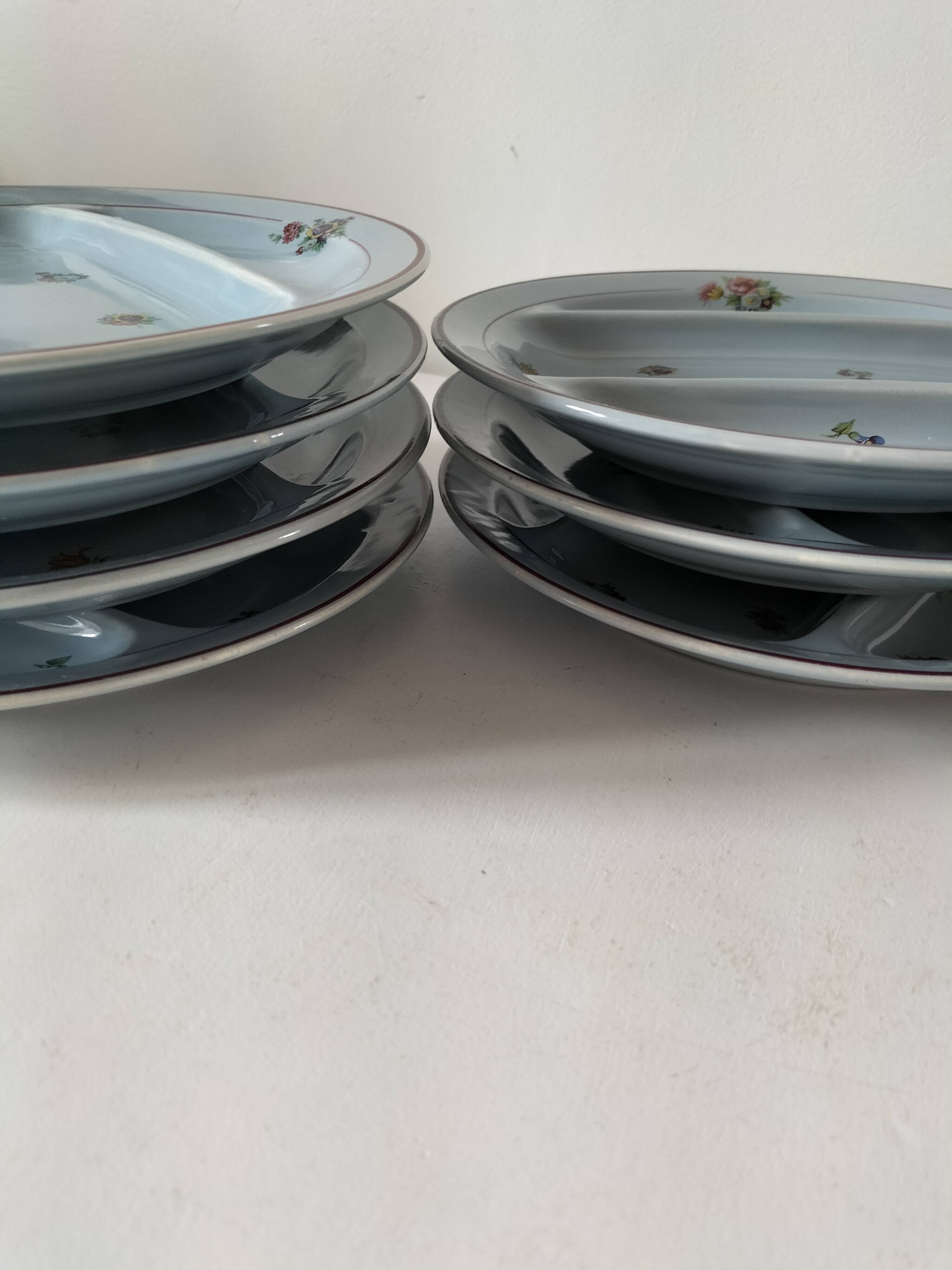 7 compartmentalized plates, Salins, France