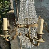 Bronze and crystal hot air balloon chandelier