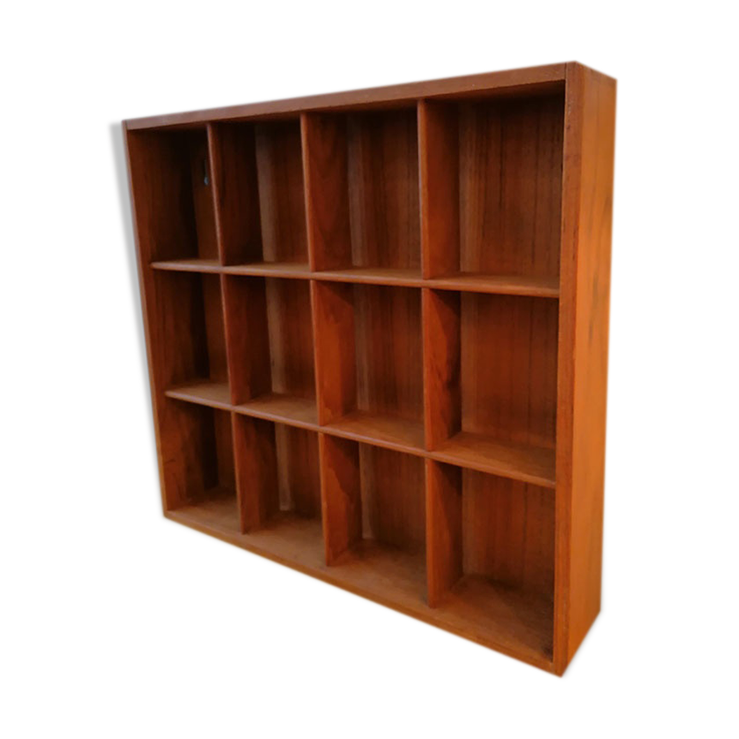 12-locker box presentation frame, teak, 1960