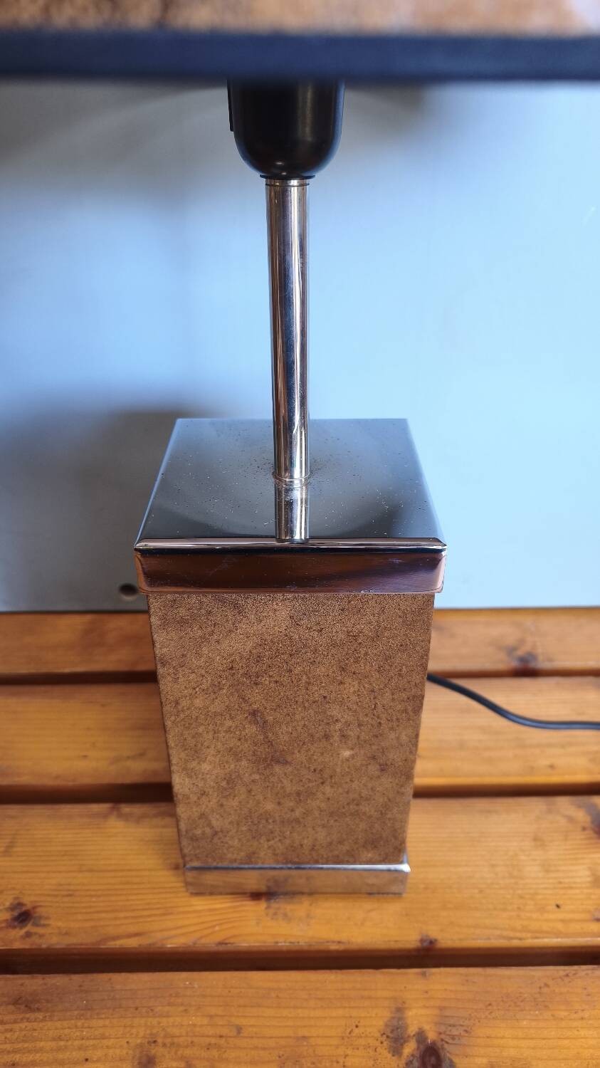 Vintage table lamp in nubuck and leather – 70s/80s design