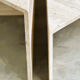 Up & Up large Italian Brutalist travertine coffee table, two-piece geometric mod