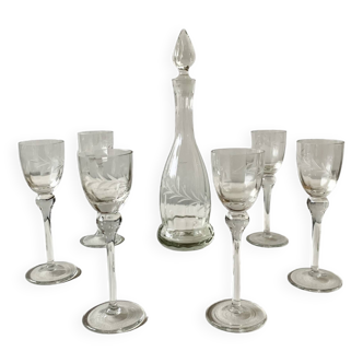 Old cut crystal liquor service