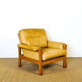 Salon complet en cuir camel 1960