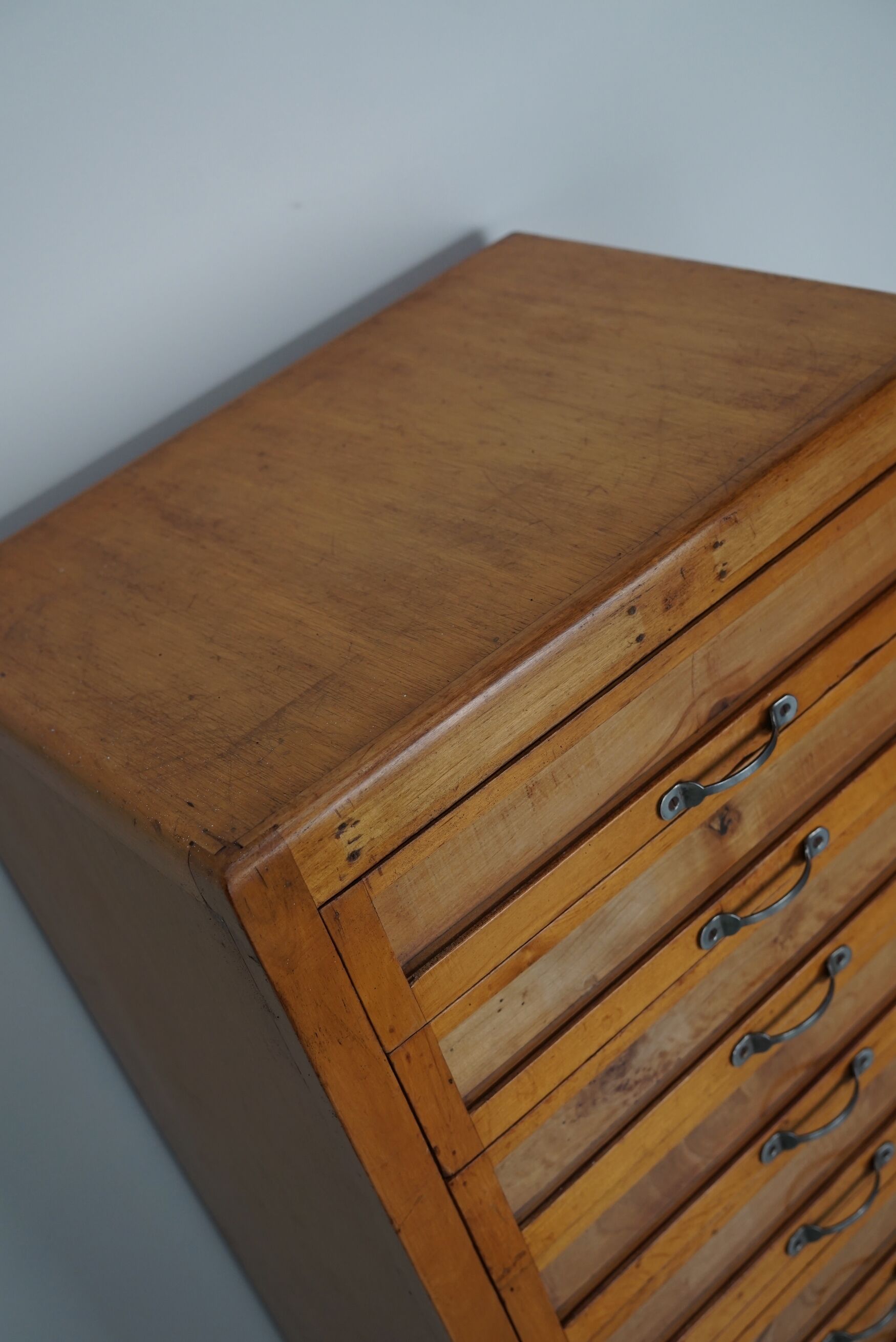 Vintage italian beech haberdashery shop cabinet, 1950s