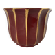 Antique burgundy and gold ceramic flowerpot