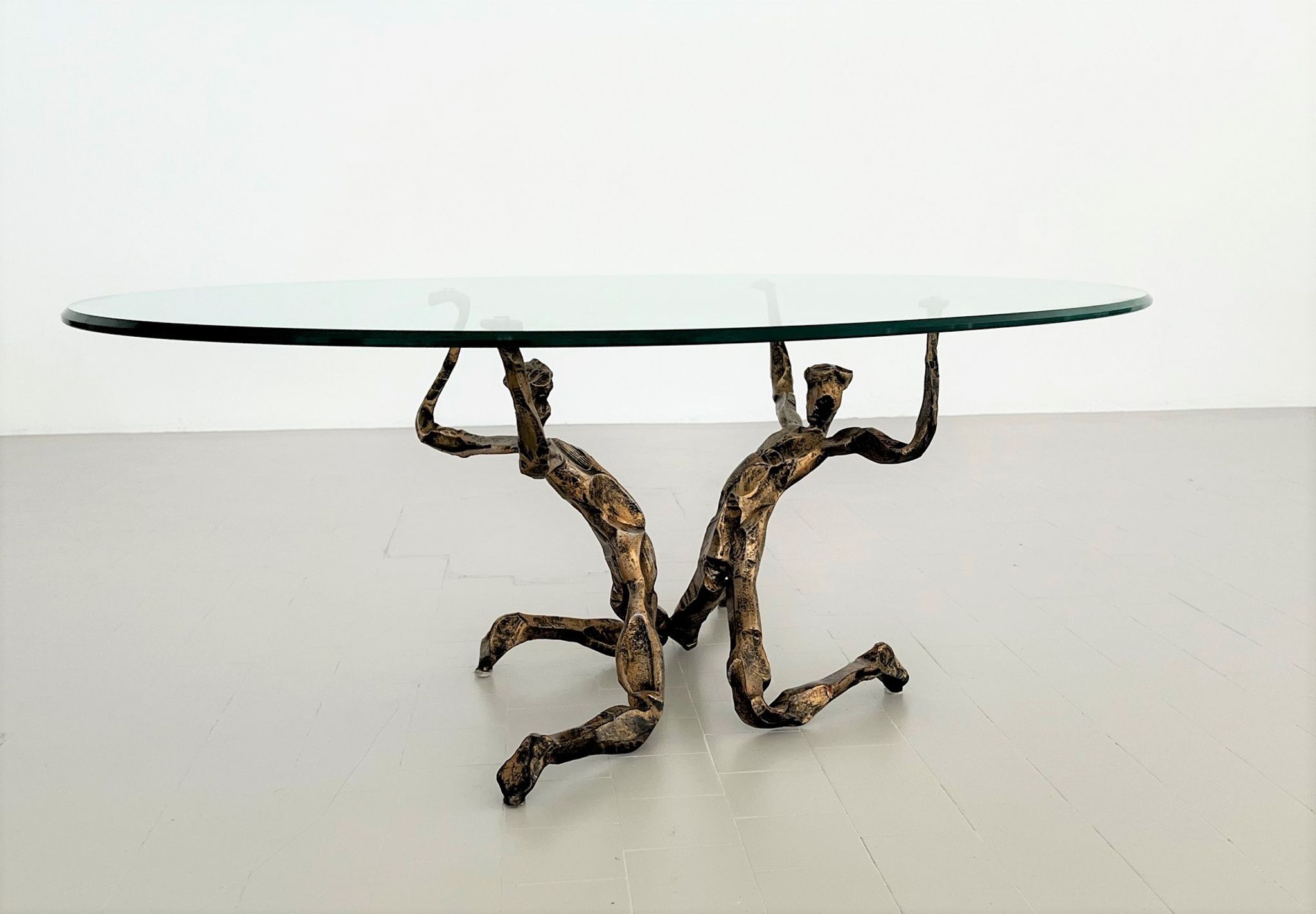 Salvino marsura vintage bronze handcrafted trinidad brutalist coffee table, 1960