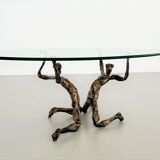 Salvino marsura vintage bronze handcrafted trinidad brutalist coffee table, 1960