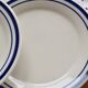 4 vintage dessert plates earthenware – double blue border bistro style