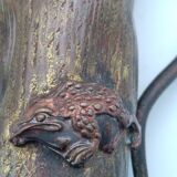 Vases attributed to Auguste Klein. Toad and bee. Monkey and figure. 1900.
