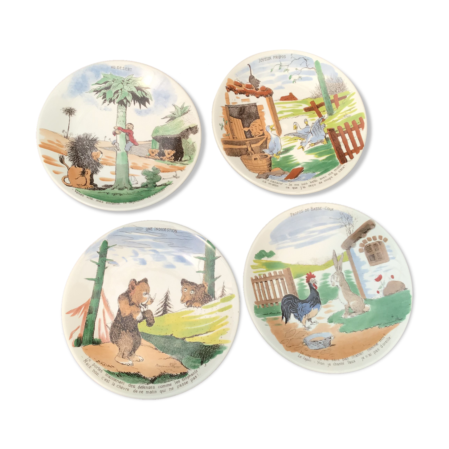 4 Talking plates illustrated by Benjamin Rabier