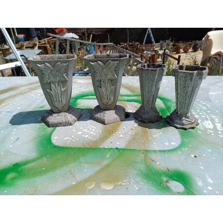 2 pairs of aluminum vases 1900