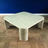 Mid century square travertine coffee table