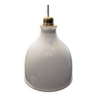 Ancienne suspension baladeuse art deco opaline blanche Ø20.5 cm