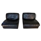 Paire chauffeuses cuir Ligne Roset 1980