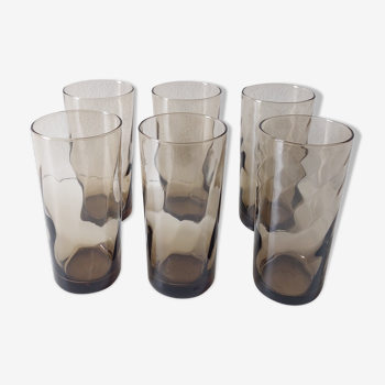 Set of 6 vintage grey water glasses