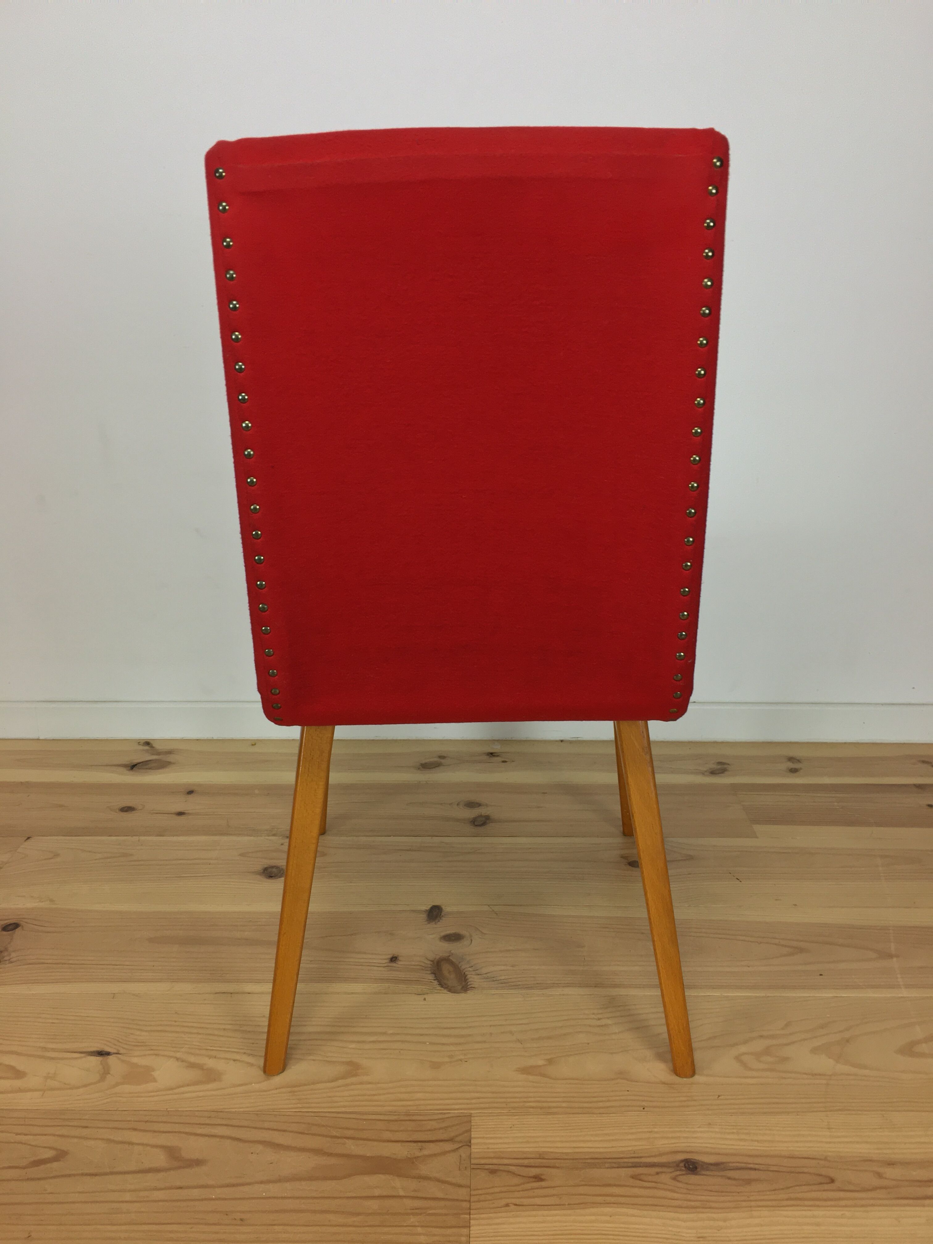 Vintage Steiner 60s chair, red, wood