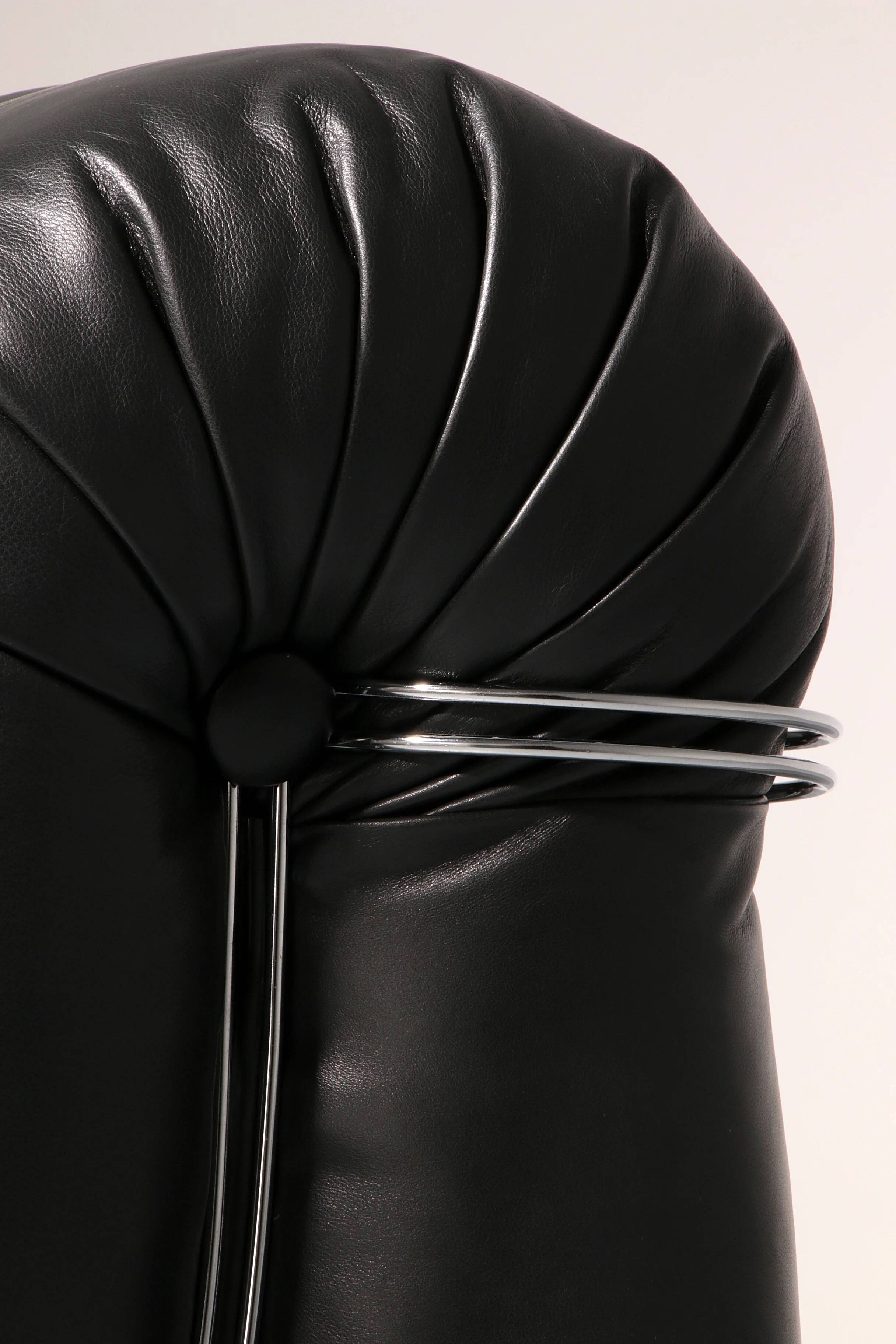 Mimo Padova black leather modular lounge chairs "Velasquez" - 1970
