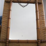 1930s bamboo-style wood mirror 33x60cm