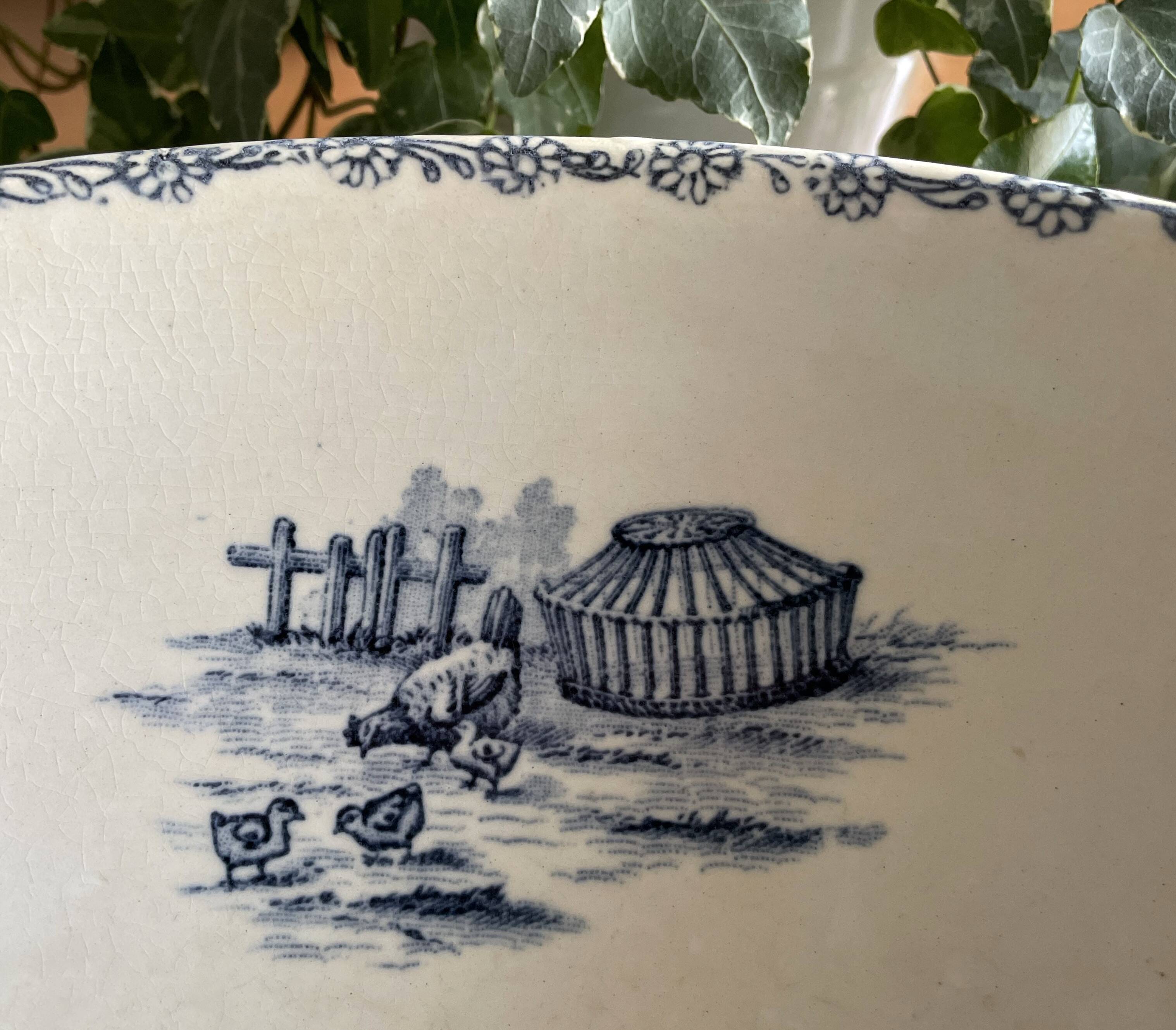 Antique earthenware salad bowl from Choisy-le-Roi