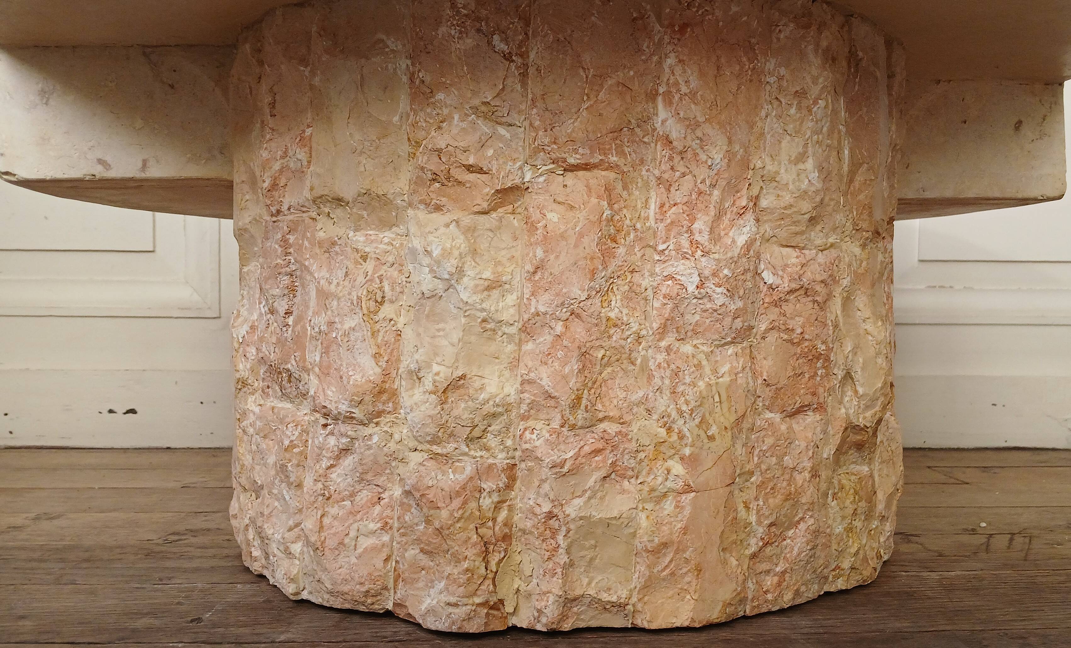 Magnussen Ponte, 1980 brutalist fossil stone coffee table