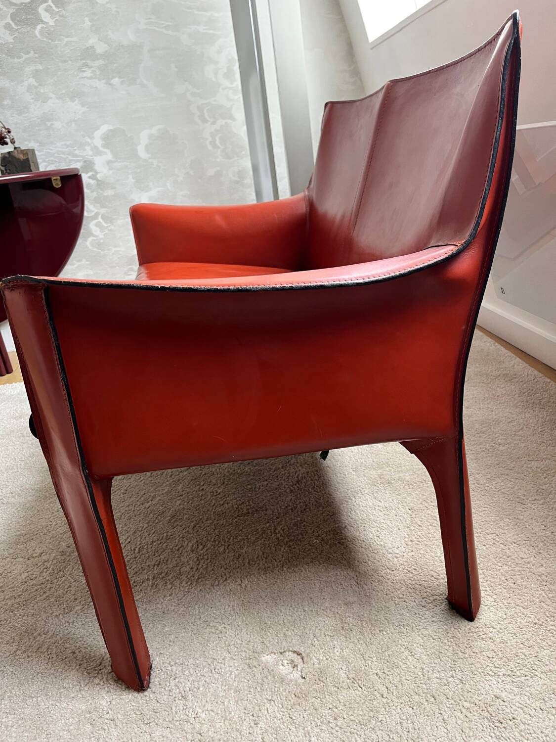 Cognac CAB Cassina 2-seater leather sofa