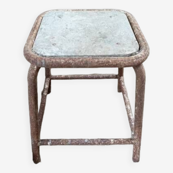 Tabouret d'atelier en métal et bois patiné dpc 1023430