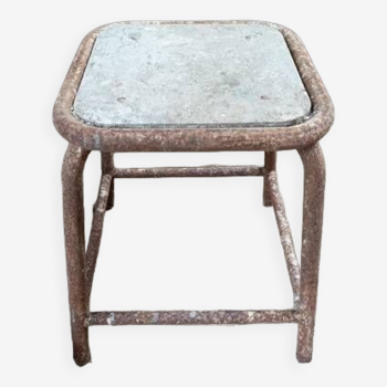 Workshop stool in metal and patinated wood dpc 1023430