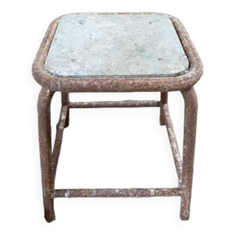 Tabouret d'atelier en métal et bois patiné dpc 1023430