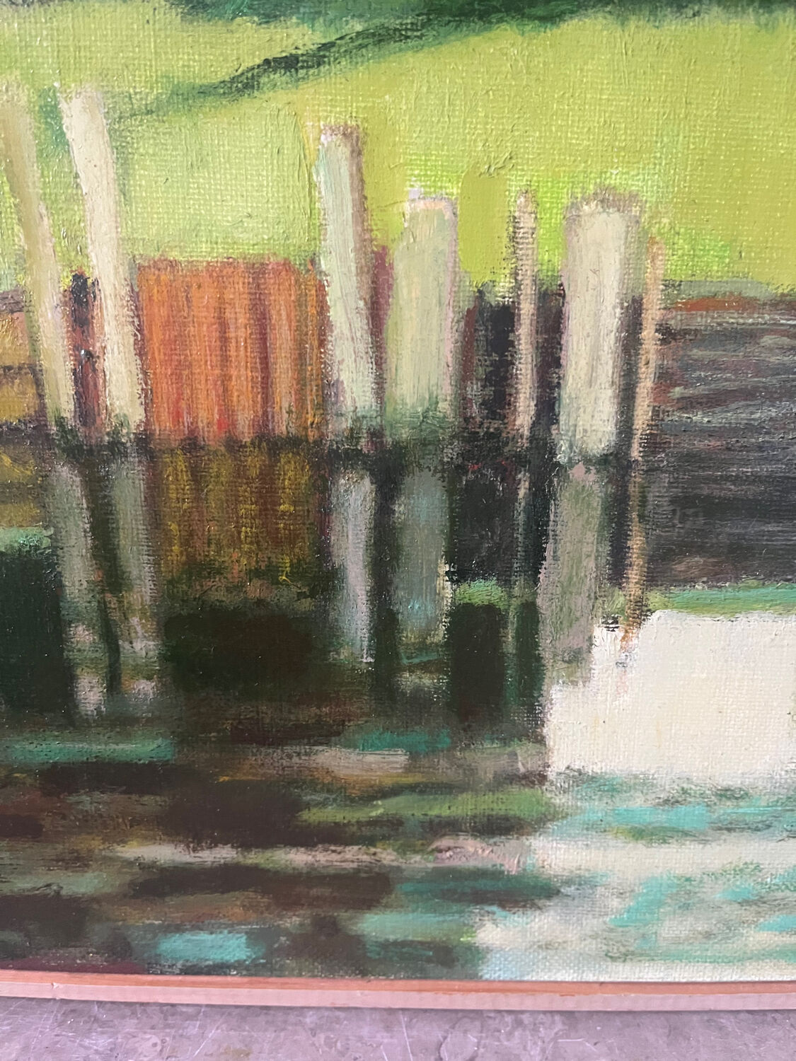 La Brière, Brittany, oil on canvas signed P Poulain