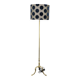 Hollywood regency brass floor lamp with romo shade, italy 1950s