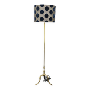 Lampadaire en laiton de style hollywood regency avec abat-jour romo, italie années 1950.