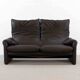 Brown leather 2-seater sofa Cassina Maralunga by Vico Magistretti
